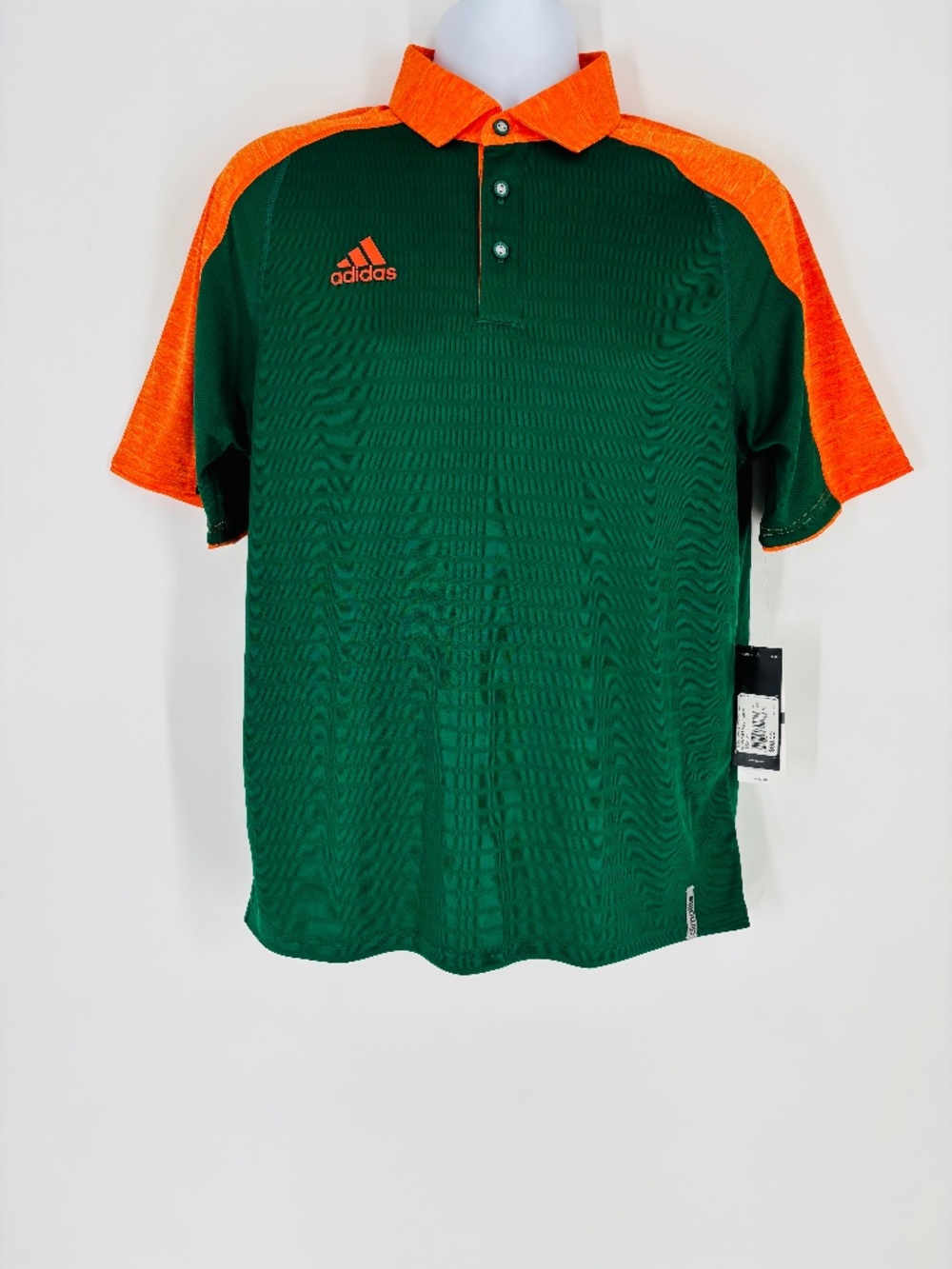 NWT Adidas Men's Climalite Athletic Polo Shirt Green / Orange Size: Medium